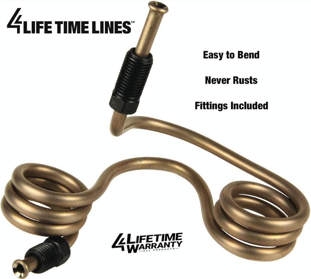 4LifetimeLines 3/16" x 25' Genuine Copper-Nickel Alloy Non-Magnetic Brake Line Replacement Tubing Coil Roll & Fitting Kit, Inverted Flare, Easy to Bend, Corrosion Resistant