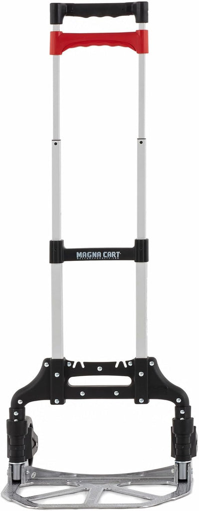 Magna Cart 1 Pack Foldable Hand Cart, Aluminum Dolly Truck w/ Wheels, 150 Lbs, Black/Red