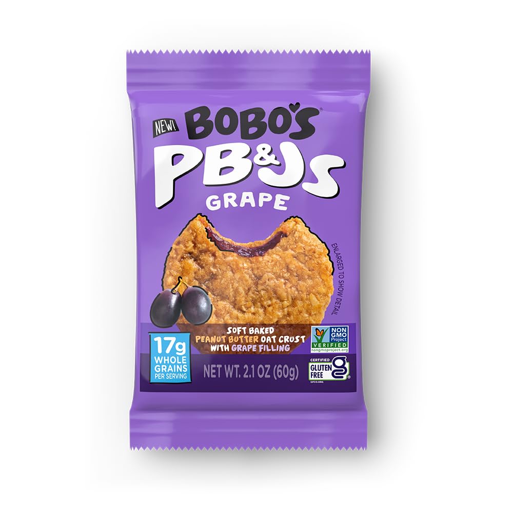 Bobo's Peanut Butter and Jelly Oat Snack Variety Pack, 10 Grape Flavored, 10 Strawberry Flavored, Healthy Everyday Snack