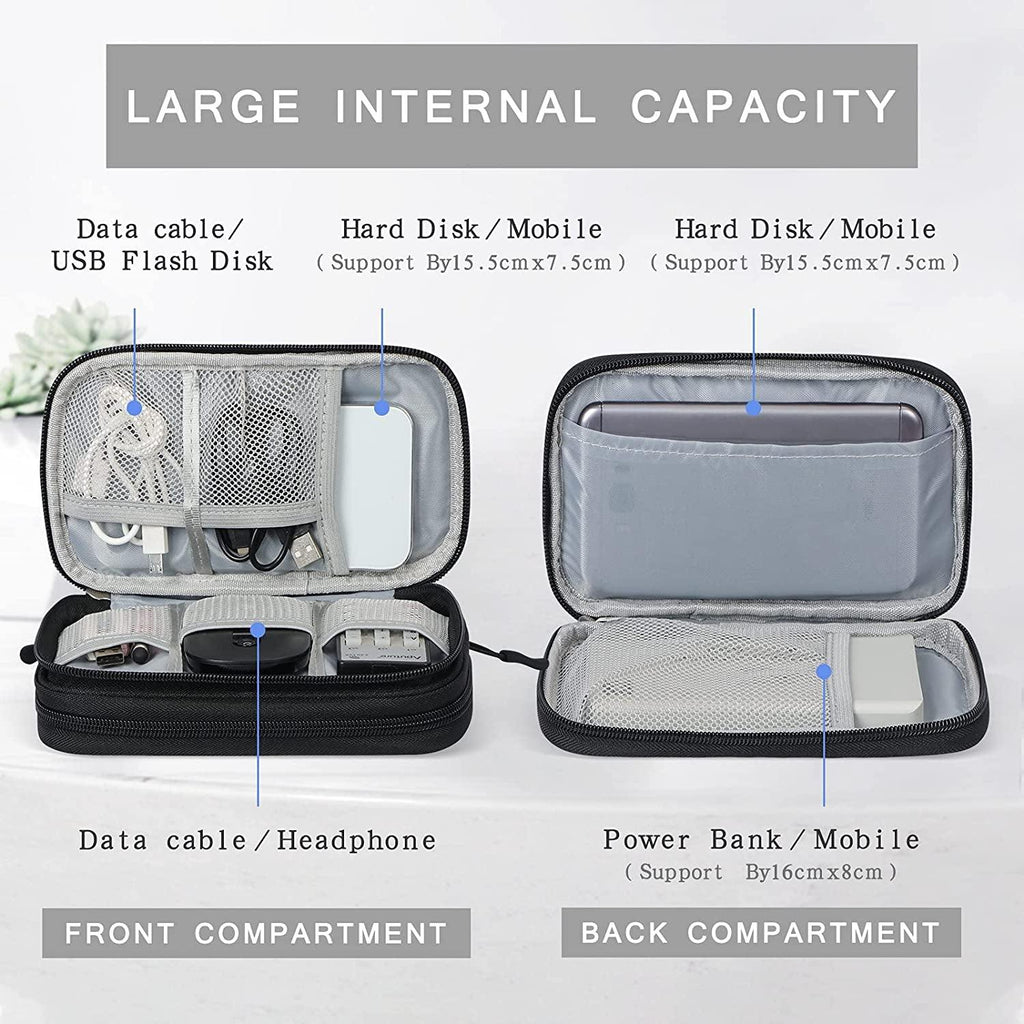 Skycase Travel Cable Organizer,Electronics Accessories Cases, All-In-One Storage Bag,[Waterproof] Accessories Carry Bag for USB Data Cable,Earphone Wire,Power Bank, Phone,Black-1