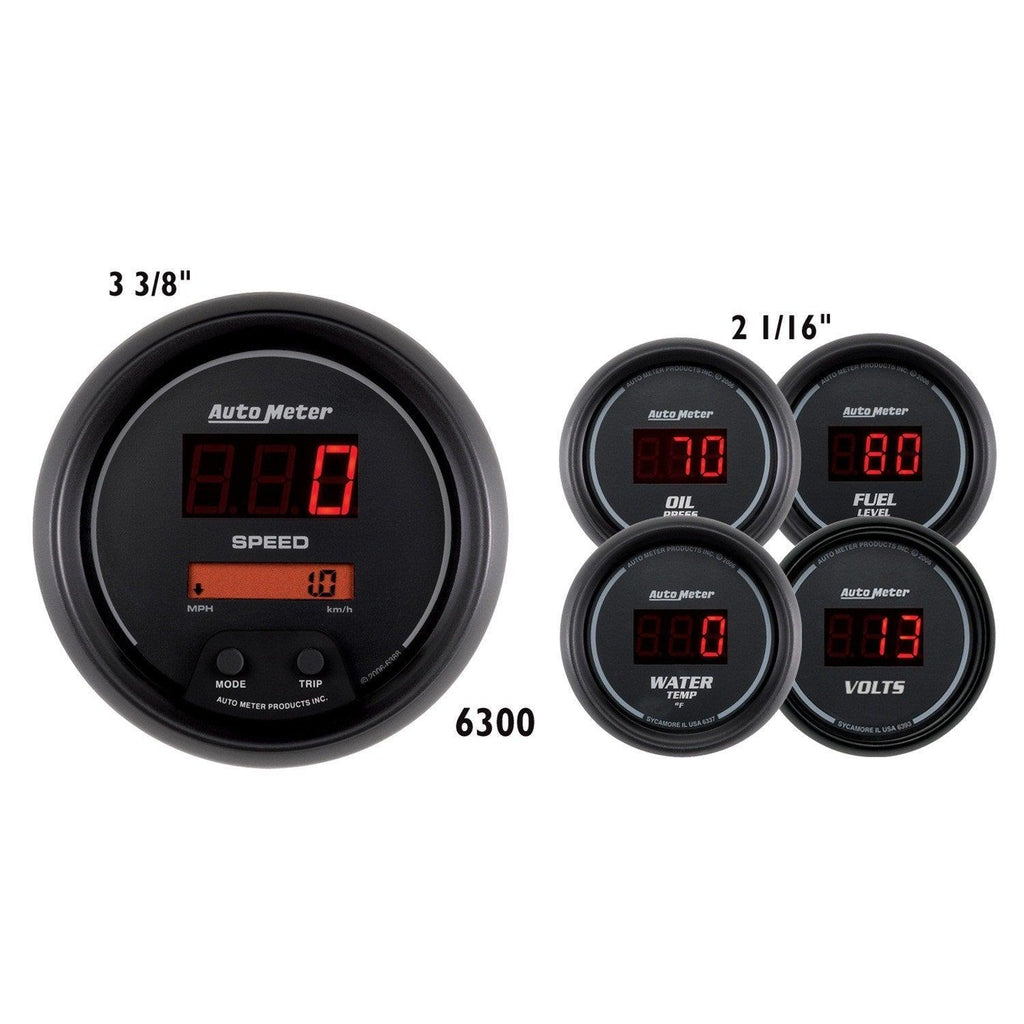 5 PC. GAUGE KIT 3-3/8 in. & 2-1/16 in. SPORT-COMP DIGITAL - greatparts