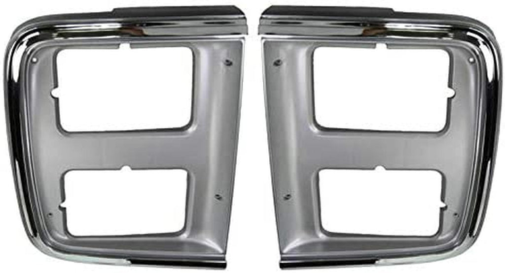 Chrome Headlight Trim Bezel for Dual Headlights Pair Set for 85-91 GMC Chevy Van