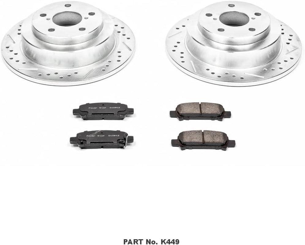 K449 Rear Z23 Carbon Fiber Brake Pads with Drilled & Slotted Brake Rotors Kit