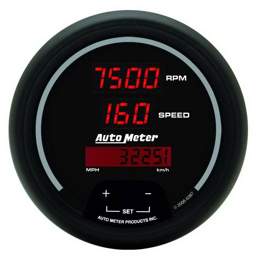 3-3/8 in. TACHOMETER/SPEEDOMETER COMBO 10K RPM/260 MPH/260 KM/H SPORT-COMP DIGITAL - greatparts