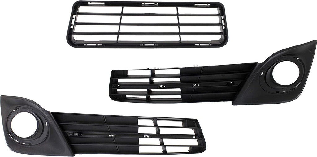 Fog Light Trim Set of 3 Compatible with 2012-2014 Toyota Camry Textured Black Front, Driver and Passenger Side