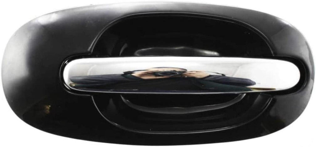 Compatible with Chrysler Town & Country Exterior Door Handle 1996 97 98 99 2000 Passenger Side | Rear | Side Sliding Door Smooth Black Bezel with Chrome Lever | Trim:All Submodels