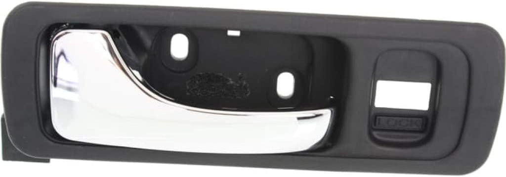 for Acura RL Interior Door Handle Front, Driver Side Black Bezel with Chrome Lever (1996-2004) | with Door Lock Hole| Trim: Base/Premium/Se