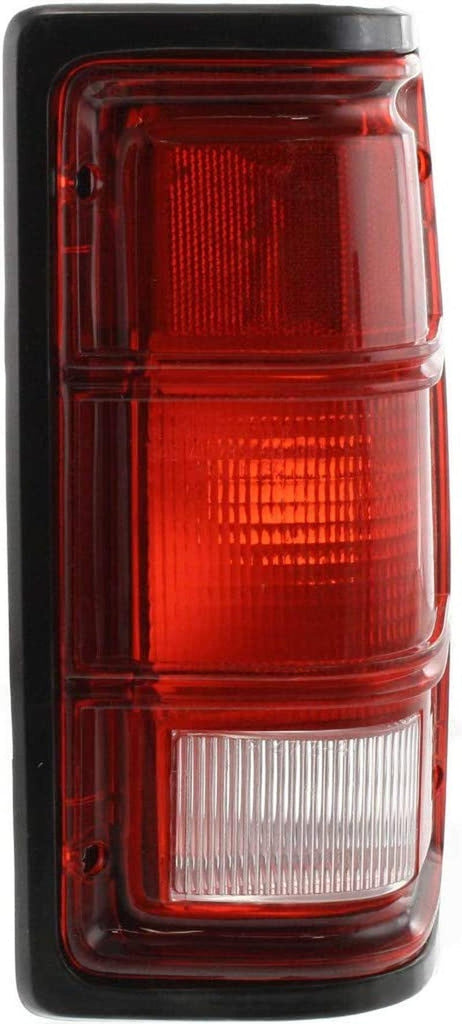 for Dodge W150/W250/W350 1990 1991 1992 1993 Tail Light Passenger Side | Lens & Housing | W/Black Trim | Clear & Red Lens | Replacement for CH2801114 | 55054788