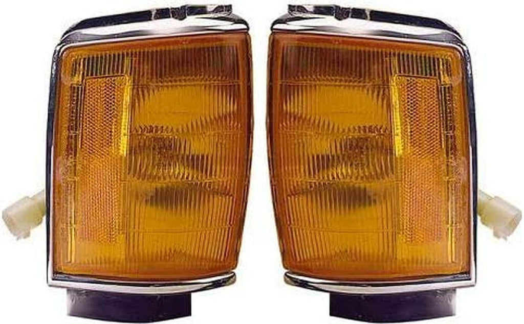 Corner Light Set of 2 Compatible with 1984-1986 Toyota 4Runner / Pickup Plastic Amber Lens with Bulbs Driver and Passenger Side