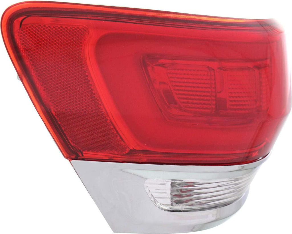 Tail Light Assembly Compatible with 2014-2018 Jeep Grand Cherokee Outer with Chrome Trim Driver Side