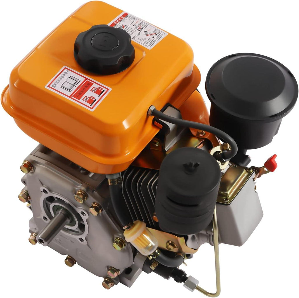 3HP Diesel Engine 196Cc 4 Stroke Engine Diesel Engine Motor Single Cylinder Forced Air Cooling Horizontal Crankshaft Engine Recoil Hand Start 3000RPM, Orange