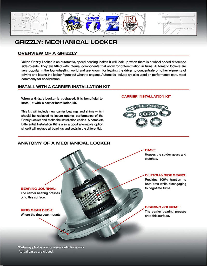 & Axle (YGLD44-3-30) Grizzly Locker, Fits Dana 44, 30 Spline, 3.73 & Down.