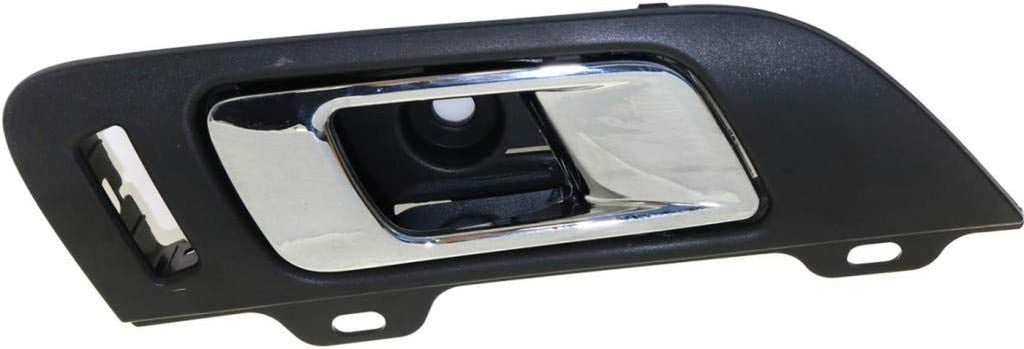 for Lincoln MKS Interior Door Handle Front, Passenger Side Black Bezel with Chrome Lever (2009-2016) | with Door Lock Hole| Trim: Base/Ecoboost