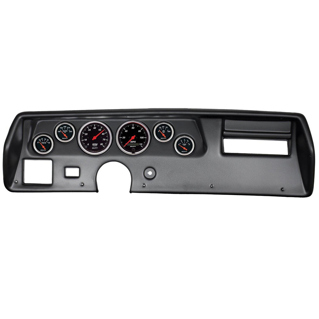 6 GAUGE DIRECT-FIT DASH KIT CHEVELLESS/ELCAMINO/MONTE 70-72 DESIGNER BLACK - greatparts