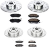 K2748 Front and Rear Z23 Carbon Fiber Brake Pads with Drilled & Slotted Brake Rotors Kit