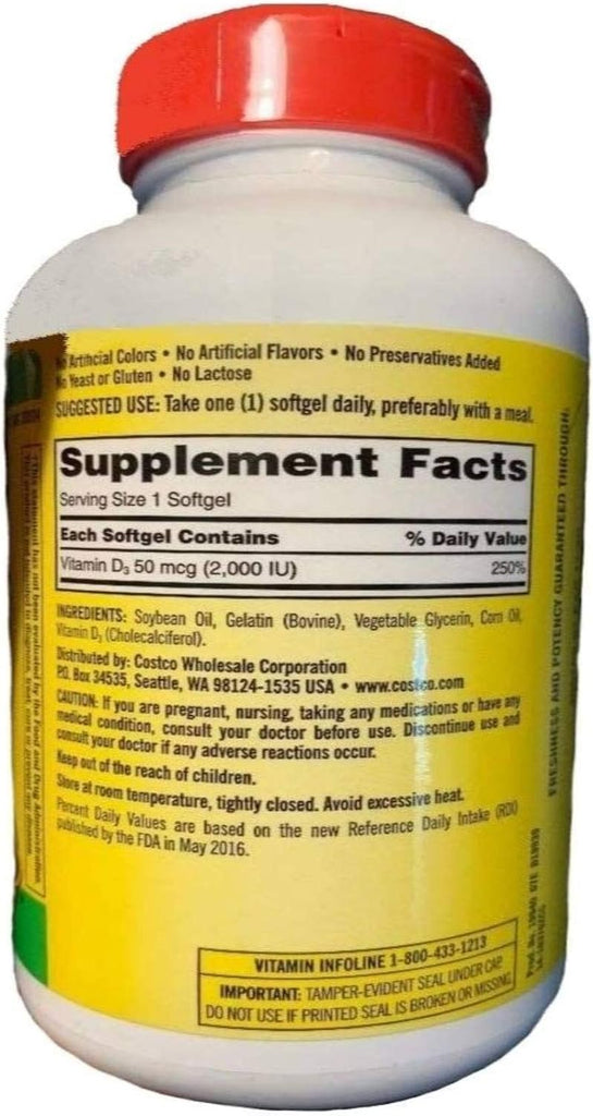 Kirkland Signature Extra Strength D3 50 mcg, 600 Softgels