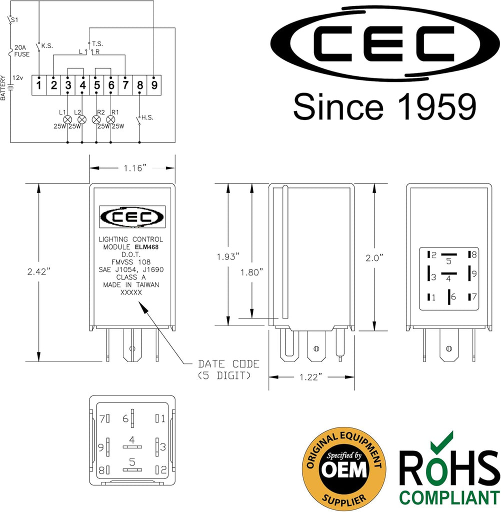 CEC Industries ELM468, 12.8V, 162W, 9-Terminal Lighting Module for Incandescent Bulbs (1-Pack)