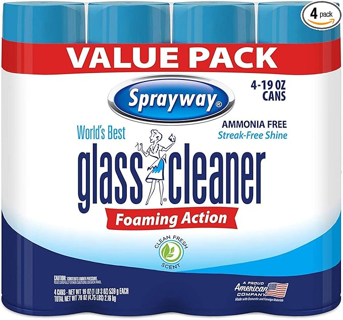 Sprayway 443331 Ammonia Free Glass Cleaner, 19 Oz. (4-Pack) (Packaging May Vary) (4 Case)