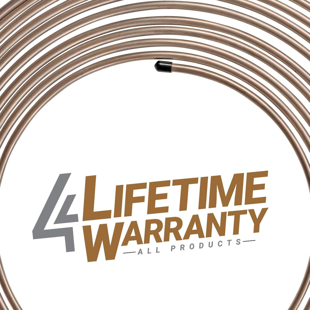 4LifetimeLines 3/16" x 25' Genuine Copper-Nickel Alloy Non-Magnetic Brake Line Replacement Tubing Coil Roll & Fitting Kit, Inverted Flare, Easy to Bend, Corrosion Resistant