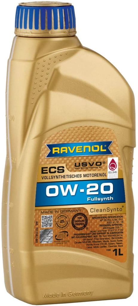 RAVENOL J1A1501 ECS 0W-20 Fully Synthetic Motor Oil - Compatible with STJLR.51.5122 (1 Liter)