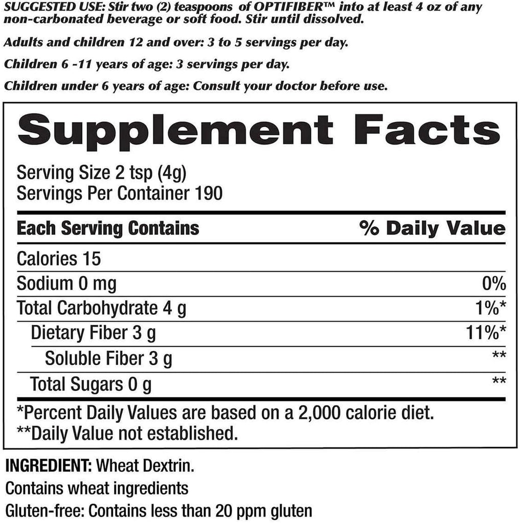 Kirkland Signature OPTIFIBER, 25.6 Ounces 190 Servings (2 Pack)