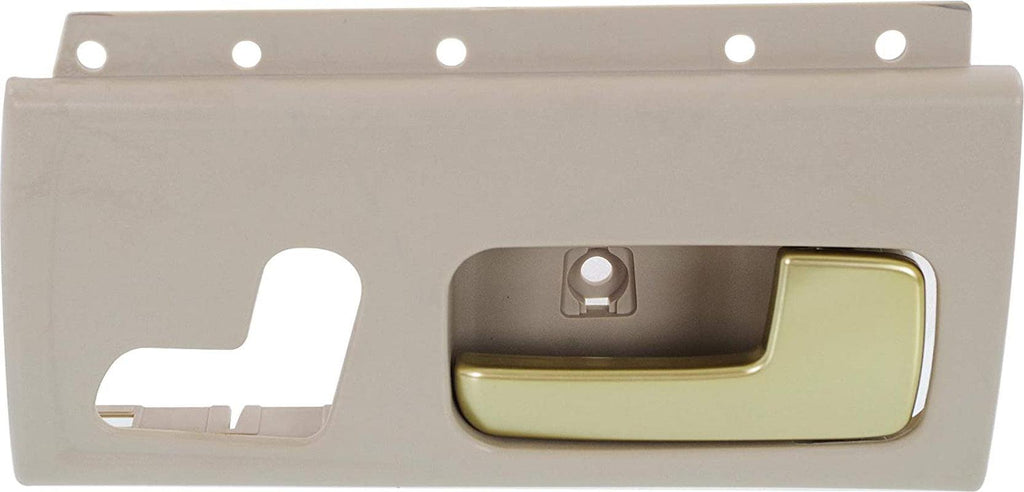 Interior Door Handle Compatible with Lincoln Town Car 03-11 Front RH Chrome Lever (Brush Gold) and Beige Housing W/Seat Switch Hole