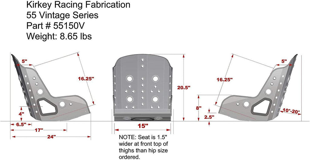 55150V 15IN Aluminum Vintage Class Bucket Seat