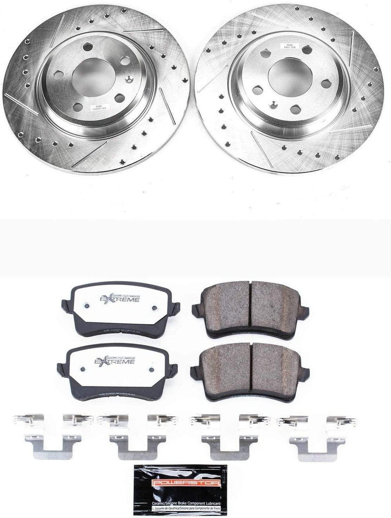 K4745-26 Rear Z26 Carbon Fiber Brake Pads with Drilled & Slotted Brake Rotors Kit