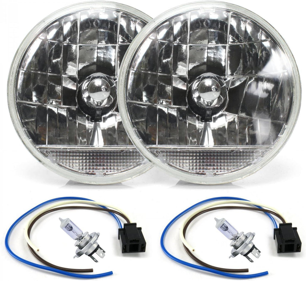 324091 Snake-Eye 7"" Lens Assembly with H4 Bulb, Plug and Clear Turn Signal ~ Pair, 1 Pack