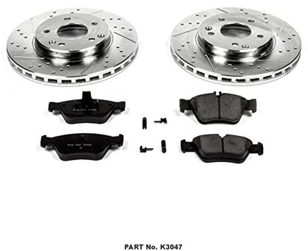 K3047 Front Z23 Carbon Fiber Brake Pads with Drilled & Slotted Brake Rotors Kit