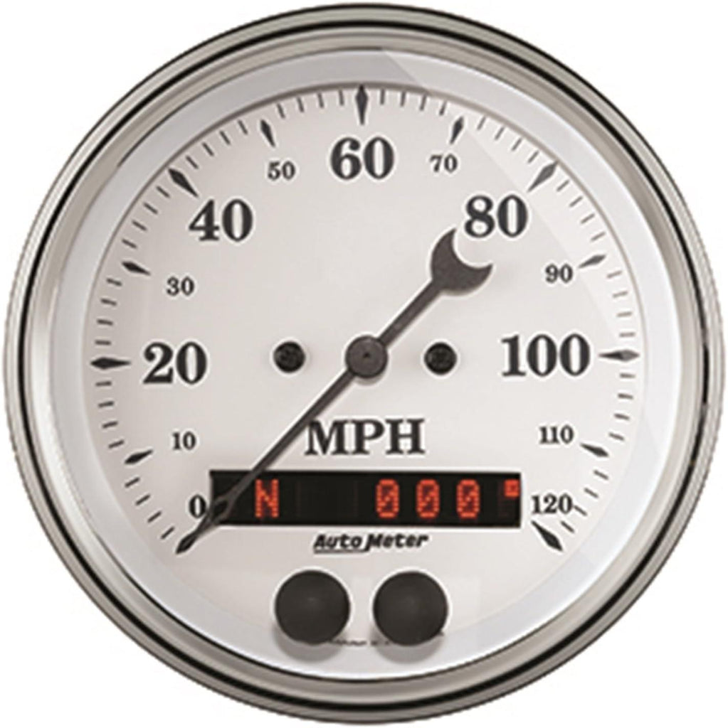 (1649 Old TYME White 3-3/8" 120 MPH GPS Speedometer Gauge