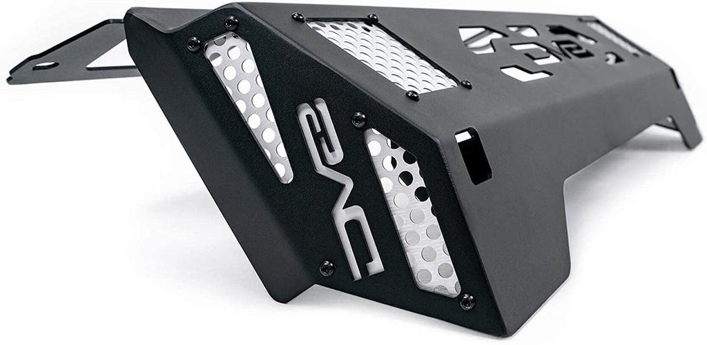 Steel Front Skid Plate for 2021-2023 Ford Bronco | Protects Front Underbody | Paintable Aluminum Inserts | Bolt-On Installation | Black Finish |