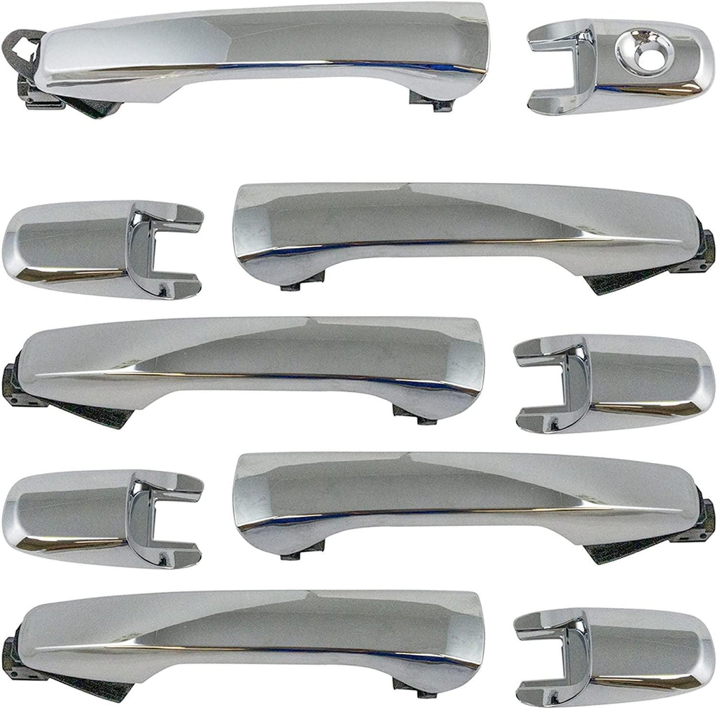 4 Piece Front & Rear Exterior outside Door Handle Chrome Kit Set Compatible with 2011-2014 Ford Edge / 2011-2017 Ford Explorer/Models without Keyless Entry