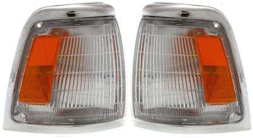 Corner Light Set of 2 Compatible with 1992-1995 Toyota Pickup Plastic Clear & Amber Lens with Bulbs Driver and Passenger Side