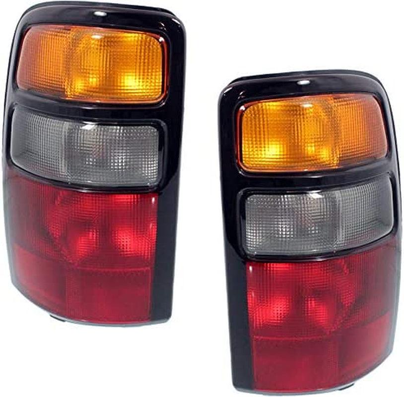 Tail Light Assembly Compatible with 2004-2006 Chevrolet Tahoe/Suburban 1500 Halogen Amber Clear & Red Lens with Black Trim Set of 2 Passenger and Driver Side