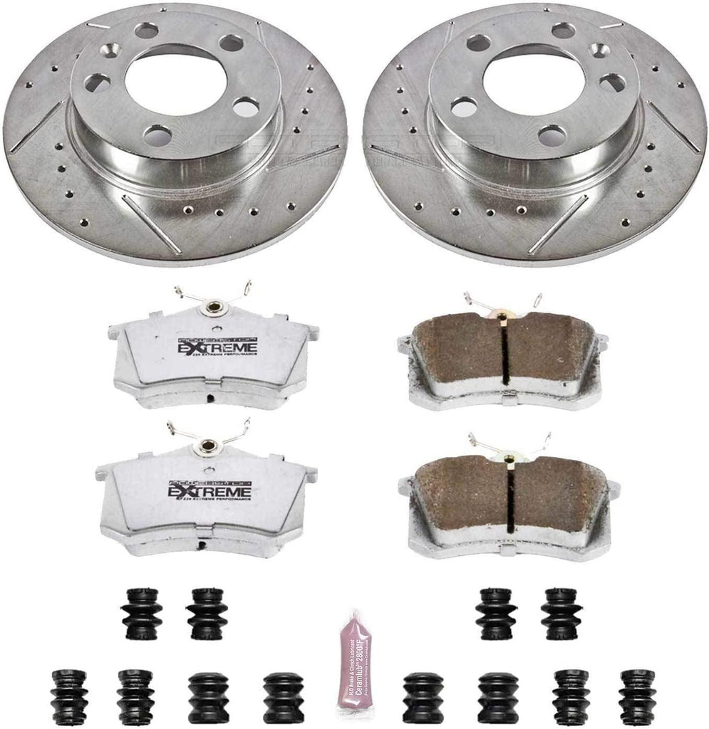 K847-26 Rear Z26 Carbon Fiber Brake Pads with Drilled & Slotted Brake Rotors Kit