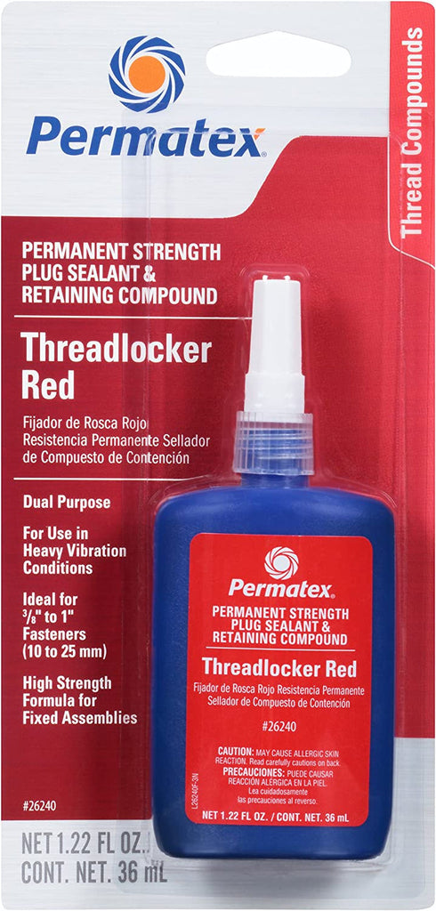 Permatex 26240 Permanent Strength Threadlocker Red, 36 Ml Bottle