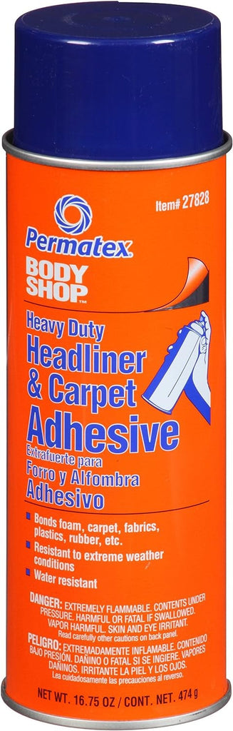 Permatex 27828-6PK Body Shop Heavy Duty Headliner and Carpet Adhesive, 16.75 Oz Aerosol Can (Pack of 6)