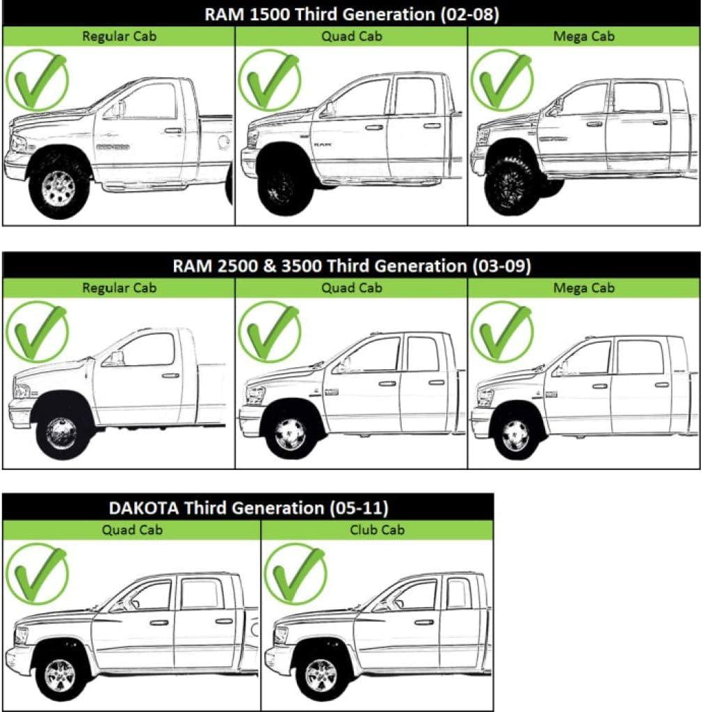 for Dodge Ram 1500 Exterior Door Handle Front and Rear, Driver and Passenger Side Chrome (2002-2009) | Front - with Key Hole; Rear -| Trim:All Submodels