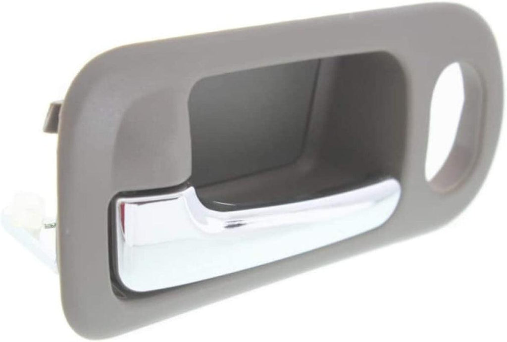 for Honda Civic Interior Door Handle Front, Driver Side Brown Bezel with Chrome Lever (2001-2005) | with Door Lock Hole| Trim:All Submodels