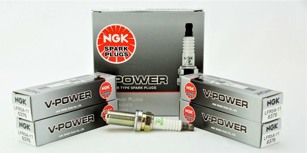 Set of 4 Genuine NGK 6376 V-Power Spark Plugs with Resistor LFR5A11