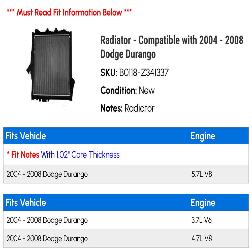 Radiator - Compatible with 2004 - 2008 Dodge Durango 2005 2006 2007