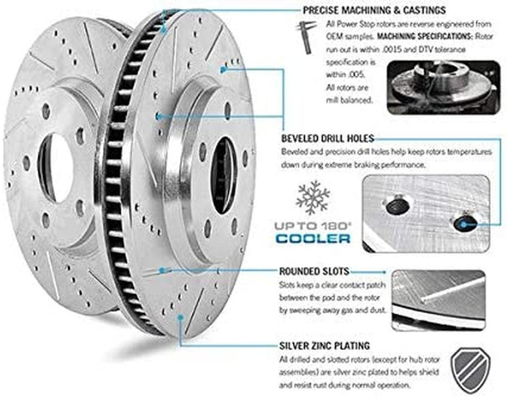 K5865 Front Z23 Carbon Fiber Brake Pads with Drilled & Slotted Brake Rotors Kit