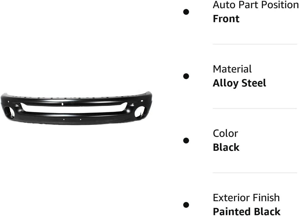 Bumper Compatible with 2002-2005 Dodge Ram 1500, Fits 2003-2005 Dodge Ram 2500, Fits 2003-2009 Dodge Ram 3500 Front