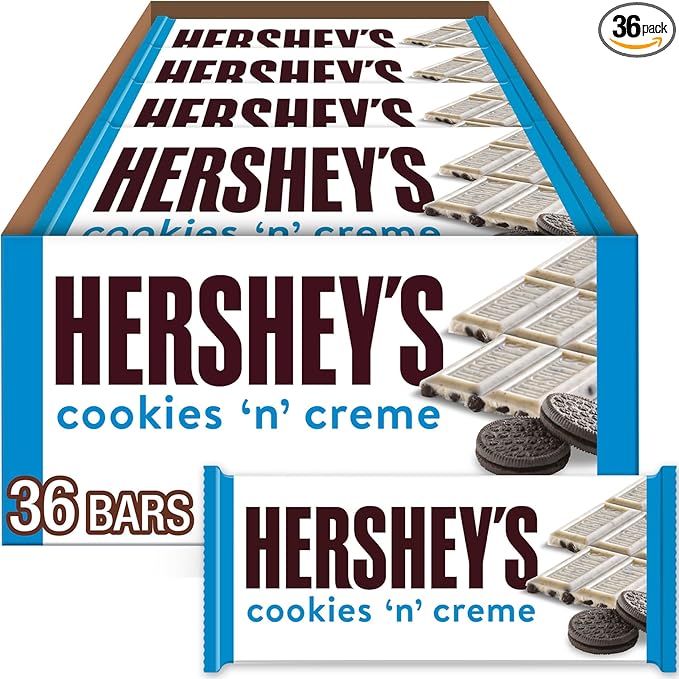 HERSHEY'S Cookies 'n' Creme Candy Bars, 1.55 oz (36 Count)