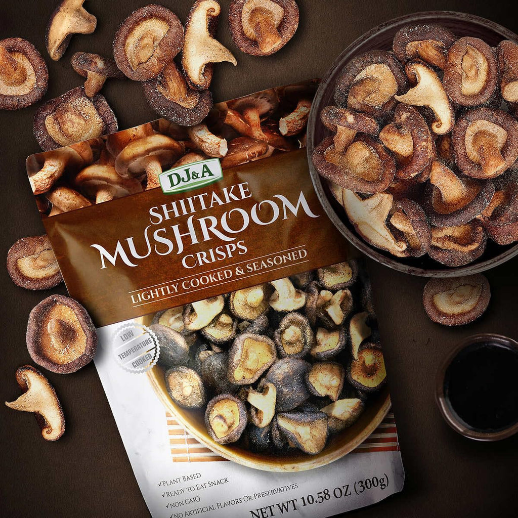 DJ&A Shiitake Mushroom Crisps - Lightly Cooked and Seasoned 10.28 Ounce (10.58 Ounce)