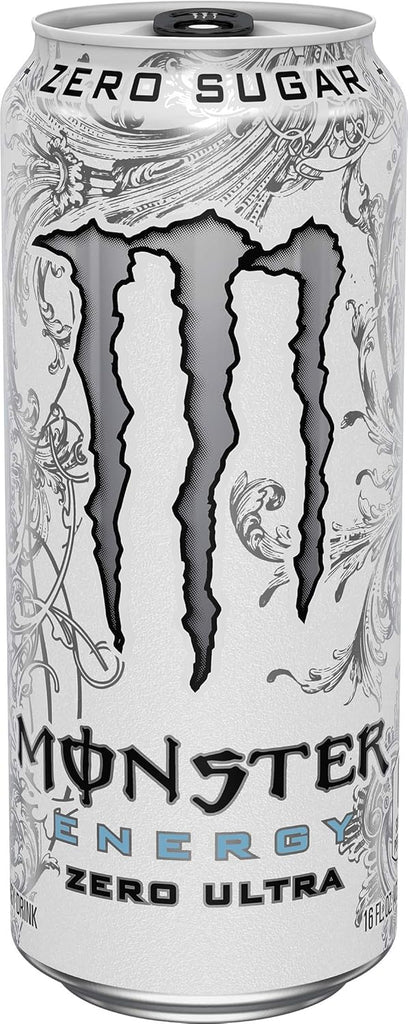 Monster Energy Zero Ultra, Sugar Free Energy Drink, 16 Fl Oz (Pack of 24)