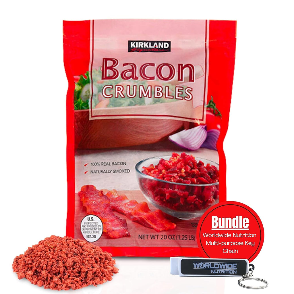 Kirkland Signature Crumbled Bacon Bits Cooked Bacon - Ready To Eat, Premium Quality 20oz w Bacon Bits Real 1 Pack Bacon Bits For Salad