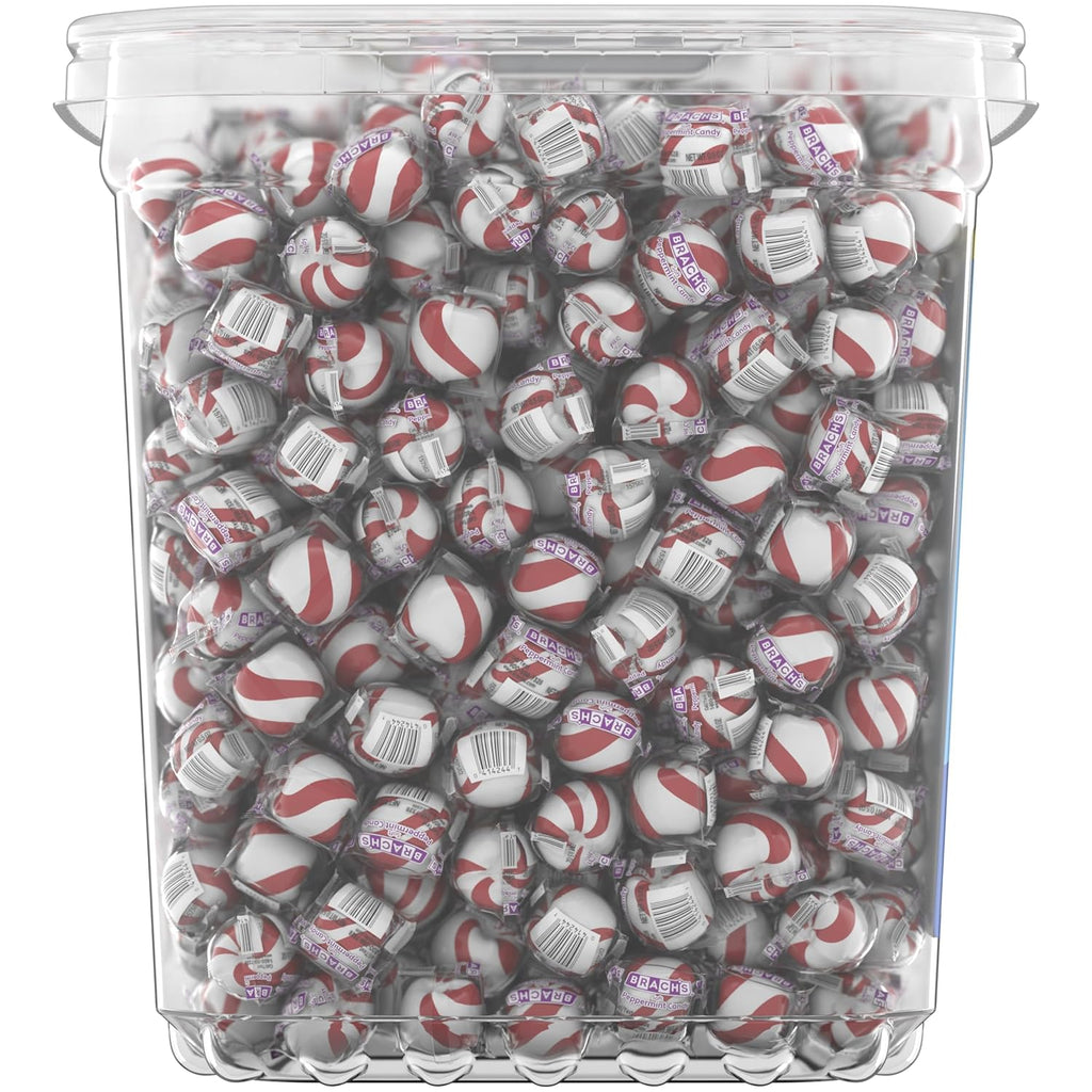 Brach's Bobs Sweet Stripes Soft Peppermint Candy, Individually Wrapped Pieces, 3.9 lb Tub (350 Count)