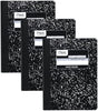 Mead Composition Notebooks, 3 Pack, Wide Ruled Paper, 9-3/4" x 7-1/2", 100 Sheets per Comp Book, Black Marble (38301)